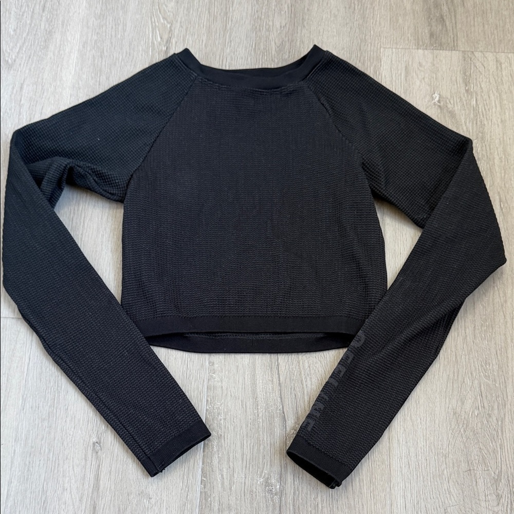 OFFLINE Aerie Black Waffle Long Sleeve Women's Top size XS